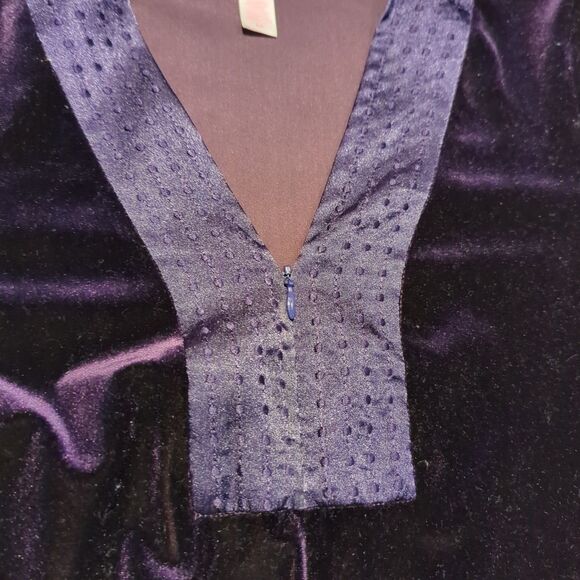 Oscar De La Renta Pink Label Long Length Purple Velvet Bath Robe Womens Medium - Picture 4 of 7